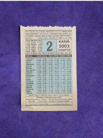 Resim 2 Kasım 2002 Takvim Yaprağı - Nostalji Koleksiyonluk Takvim Yaprağı 
