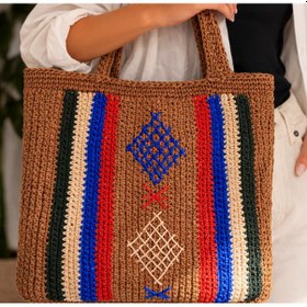 Resim BuSaKo El Yapımı Tığ İşi Örme Kadın Omuz Çantası/Motif Detaylı 