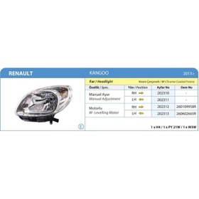 Resim Ayfar-202312 - Far Sağ Motorlu Krom Çerçeveli Kangoo 13 