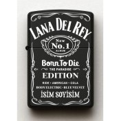 Resim Lana Del Rey Desenli Kişiye Özel Isimli Siyah Benzinli Metal Çakmak 
