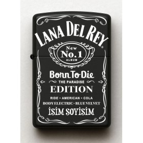 Resim Lana Del Rey Desenli Kişiye Özel Isimli Siyah Benzinli Metal Çakmak 