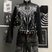 Resim Y2K Sokak Modası Punk Tarz Baskılı Sonbahar Kadın Hafif Ceket, Günlük Dış Giyim, İç Aşırma Jaketi, Desenli Jacket, Bayan Montu, Hayvan Print Tasarım, Pank Estetik, Makinede Yıkanabilir Çevreleri Orta Esneklikte Kumaş, Altmontajlı Alternatif Stil Tutkunları, İkonik ve Modern 