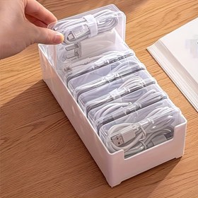 Resim 7 şeffaf depolama kutusuyla PP plastik kablo yönetim kutuları - Su geçirmez değil, çok amaçlı masaüstü kablo yönetim, şarj kablo ve aksesuarları düzenleyici ile sarma depolama kutusu 