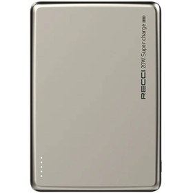 Resim Recci RPB-W20 Taşınabilir Wireless Şarj ve PD Hızlı Şarj Özellikli Powerbank 15W 4900mAh - Gold 