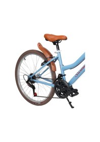 Resim Sarissa Vintage 24" Jant 21 Vites Çelik Kadro V Fren Unisex Şehir Bisikleti Mavi Kahverengi Lastik Mavi 