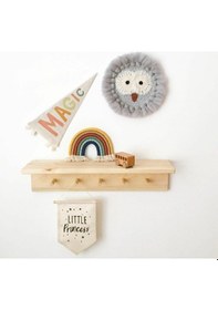 Resim Ahşap Dekoratif Askılı Raf Bebek Çocuk Odası Raf El Yapımı Duvar Rafı Ahşap 