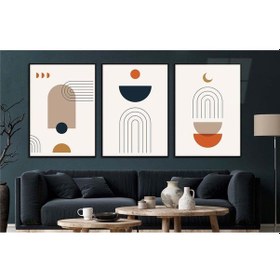Resim Alüminyum Çerçeveli Gerçek Cama Baskı Sanat Temalı 3'lü Set Cam Tablo 0001 