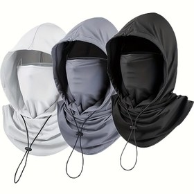 Resim Yaz için Unisex Balaclava Şapka, Yüzü ve Boynu Korumak İçin Bir Maske Özellikli Soğuk Bir Baş Kapağı, Güneşlik Şapka Olarak Hizmet Eden, Pilsiz 