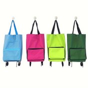 Resim 2 İnç 1 Katlanabilir Alışveriş Çantası Tekerleklerle, Katlanabilir Trolley Tote Çantası, Büyük Kapasiteli Katlanabilir Alışveriş Çantası, Çok Fonksiyonlu Bagaj Depolama Çantası 