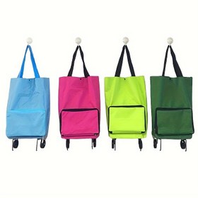 Resim 2 İnç 1 Katlanabilir Alışveriş Çantası Tekerleklerle, Katlanabilir Trolley Tote Çantası, Büyük Kapasiteli Katlanabilir Alışveriş Çantası, Çok Fonksiyonlu Bagaj Depolama Çantası 
