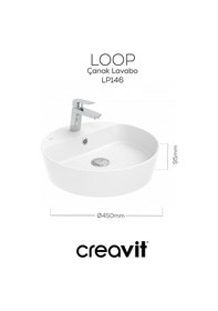 Resim Creavit Loop 45cm Masa Üstü Çanak Lavabo Beyaz Lp146-00cb00e-0000 