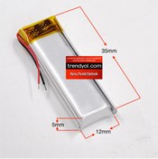 Resim Sertec 12x35mm Lipo Pil 200mah 35x12mm Lipo Pil 501235 Lipo Pil 5.5mm Kalınlık 1.2x3.5cm Lipo Pil 1,2x3,5 