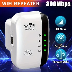 Resim WiFi Genişleticisi - 300Mbps, Derin Nüfuzlu Sinyal Güçlendirici, 35 Cihaza Destek, Tek Tıkla Kurulum, Ev, Ofis ve Kafe Kullanımı İçin Ethernet Portu Dahil—EU Fişi 