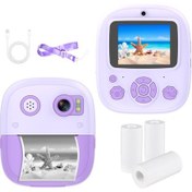 Resim Lemestar Kız Çocuklar İçin Mor Anlık Yazıcı Kamera - 1080p Video, 8x Zoom, 2.4" Ips Ekran, İki Yönlü Kamera, Dahili Pil + 3 Adet Yazıcı Kağıdı 