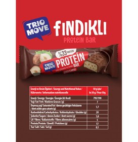 Resim Trio Move %33 Protein Bar Parçacıklı Fındık 50g - Yüksek Protein (Tekli) 