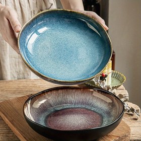 Resim Yunmeng 9 İnç Düzensiz Derin Tabak - Günlük Yemekler ve Resmi Etkinlikler İçin Dayanıklı, Benekli Sır Tasarımlı Retro Hafif Lüks Seramik Salata & Çorba Tabağı, Ev veya Sofra Takımı Koleksiyonu için Şık Hediye 