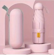 Resim Elmpaly Pembe Lüks Kompak Güneş Şemsiyesi Upf 50+ Hafif Alüminyum Taşınabilir 