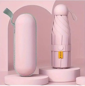 Resim Elmpaly Pembe Lüks Kompak Güneş Şemsiyesi Upf 50+ Hafif Alüminyum Taşınabilir 