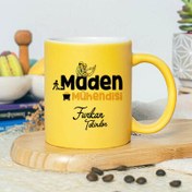 Resim İsme Özel Maden Mühendisi Sarı Kupa Bardak 