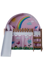 Resim benim odam My House Çocuk Odası Montessori Takımı Kaydıraklı Karyola Pembe Oyun Evi Kaykaylı Karyola oyun çadır 