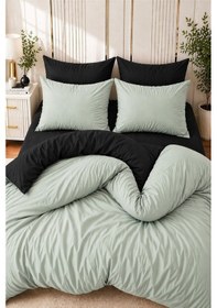 Resim More Home Tek Kişilik Nevresim Takımı Lastikli Çarşaflı Siyah Yeşil Mint Yeşili 