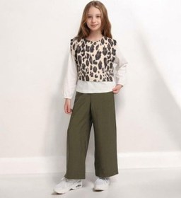 Resim Escabel Kız Çocuk Leopar Bluzlu Pantolon Takım-15591 Haki 