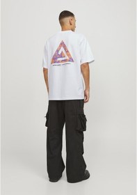 Resim Jack & Jones Sirt Ve Gögüs Baskili Tisört - Triangle 12253435 Beyaz Yeşil 