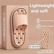 Resim Unisex Hafif EVA Kaydırmaz Tabanlı Terlikler - Yumuşak, Hızlı Kuruyan Ev Ayakkabıları, Ergonomik Konforlu Banyo ve Her Mevsim Kullanımı İçin, Düz Renk Tasarımı, Basit Slipon Stili, Nefes Alabilen Malzeme 