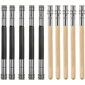 Resim 5 Adet Metal ve Ahşap Kalem Uzatıcısı Seti, Ayarlanabilir Yeniden Kullanılabilir Çift Başlı Holder, Kömür Kalem, Renkli Kalem, Çizim Okul Sanat Yazım Araçları için 