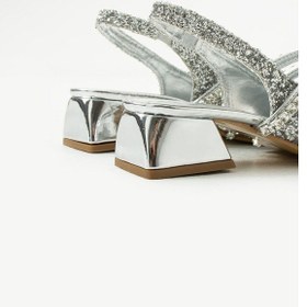 Resim Kadın Taşlı Şık Babet-topuklu Ayakkabı-linda GÜMÜŞ 