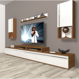Resim Decoraktiv Ekoflex 270ta Mdf Tv Ünitesi Tv Sehpası - Ceviz - Beyaz 