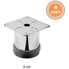 Resim 4 Adet Mobilya Ayağı Metal 6 Cm Alttan Ayarlı 42 Mm Krom Ayak 