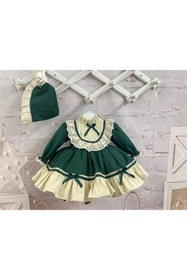 Resim Hly Karol Tasarım Yeşil Latte Vintage Kız Bebek Elbisesi, Özel Dikim Kız Çocuk Elbisesi, Doğum Günü Elbisesi, Fotoğraf 