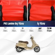 Resim Vespa Prımavera 150 Motosiklet Brandası Su Geçirmez Branda Kırmızı Branda Motor Branda S 