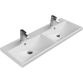 Resim Turkuaz Seramik Cerastyle Elite 120 cm Etajerli Lavabo (Çift Hazneli Çift Delikli) 