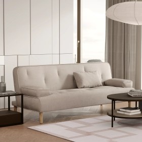 Resim Enza Home Freda Kadife Dokulu 3'lü Yataklı Koltuk - Krem 