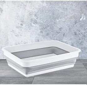 Resim 2'Li Magic Katlanır Badya Leğen Kova Akordiyon Katlanabilir Dikdörtgen 8L Ve 4L Beyazgri 