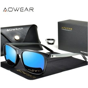 Resim Aowear Hd Polarize Gece Görüş Gözlüğü Kadınlar İçin Kare Sarı Gece Sürüş Aowear Mirror Blue Altın 