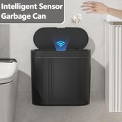 Resim 16L Akıllı Sensörli Çöp Kutusu - Banyo ve Mutfak için Alan Tasarrufu Sağlayan Duvara Monte/Dik Tasarım, Modern Siyah ve Beyaz, Büyük Kapasite, Hızlı Tepki, Pil ile Çalışır (Piller Dahil Değildir), Modern Banyo Aksesuarı | Şık Çöp Konteyneri | Şık Çöp Kutusu 