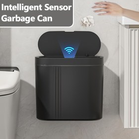Resim 16L Akıllı Sensörli Çöp Kutusu - Banyo ve Mutfak için Alan Tasarrufu Sağlayan Duvara Monte/Dik Tasarım, Modern Siyah ve Beyaz, Büyük Kapasite, Hızlı Tepki, Pil ile Çalışır (Piller Dahil Değildir), Modern Banyo Aksesuarı | Şık Çöp Konteyneri | Şık Çöp Kutusu 