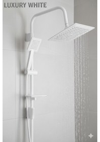 Resim 0590-12 Robot Duş Takımı El Ve Tepe Başlıklı Duş Seti Siyah Beyaz Krom Gold Renkler Beyaz 