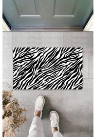 Resim Siyah Kapı Önü Paspası Zebra Desen K-3253 