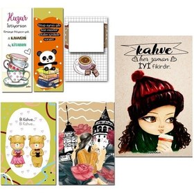 Resim Kahveci Motto Set,Kitap Ayracı,Kartpostal,Poster 