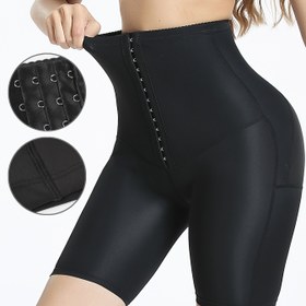 Resim Kadınlar için Ayarlanabilir Yüksek Bel Şekillendirici Şortlar - Karın Kontrolü Ön Fermuarlı, Bej, Orta Destek, Düz Renk, Düğme Kapatma, Pürüzsüz Dokulu, Yüksek Bel Şortlar 