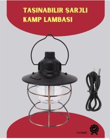 Resim Usb Şarjlı Retro Led Kamp Feneri - 4 Işık Modu Su Geçirmez Taşınabilir Çok Renkli 