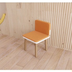 Resim Çocuk Sandalyesi, Çocuk Oturağı, Ahşap Sandalye, Montessori Sandalye Kılıflı Turuncu 