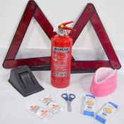 Resim KKDAVM Üçgen Trafik Ve Ilkyardım Seti Mapeks Yangın Tüpü Takoz Reflektör Boyunluk Ekonomik Set 