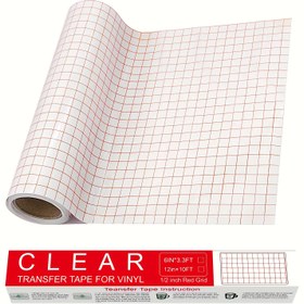 Resim Şeffaf Vinil Transfer Kağıt Bant Rulosu - 30.48 x 304.8 cm Hizalama Izgaralı Uygulama Bandı Silhouette Cameo için, Etiketler, Tabelalar ve Pencereler için Yapışkanlı Vinil 
