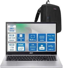 Resim Acer Aspire Go 15 Intel Core I7-13620H Ddr5 48GB 1tb SSD Windows 11 Home Intel UHD Graphics 15,6" Fhd (1920 x 1080) IPS Taşınabilir Bilgisayar NXJ6SEY001H23 + Zetta Çanta 