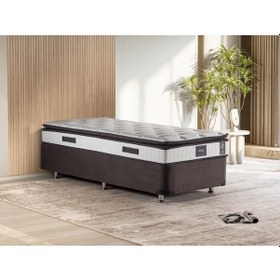 Resim Niron King 90x190 Tek Kişilik Yatak Seti, Füme Yatak Baza Başlık 